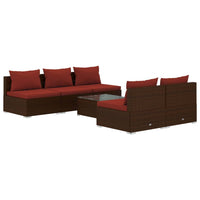 Set Divani da Giardino 6 pz con Cuscini in Polyrattan Marrone cod mxl 38840