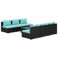 Set Divani da Giardino 7 pz con Cuscini in Polyrattan Nero 3101457