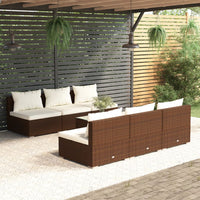 Set Divani da Giardino 7 pz con Cuscini in Polyrattan Marrone 3101458