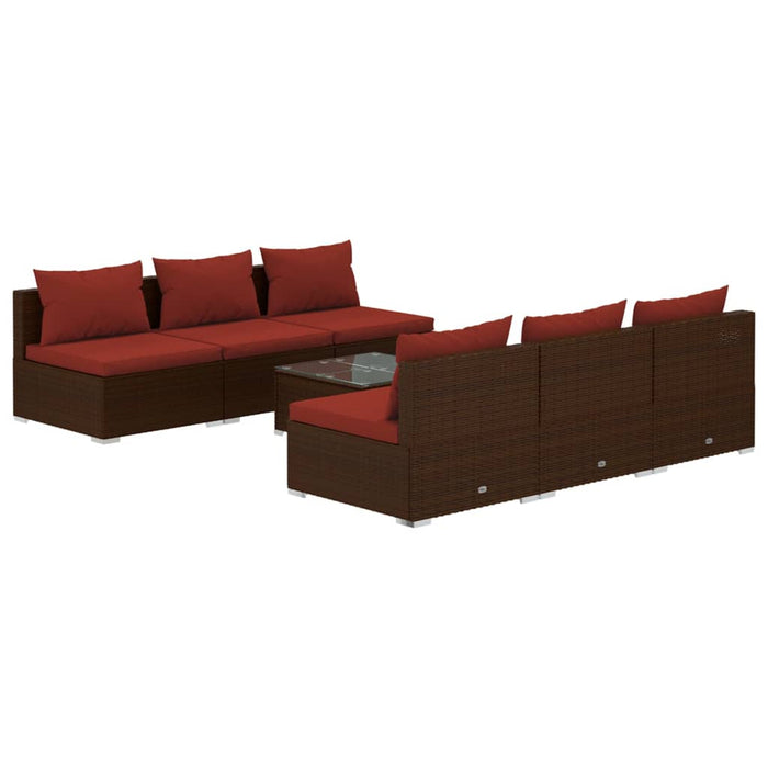 Set Divani da Giardino 7 pz con Cuscini in Polyrattan Marrone cod mxl 38841