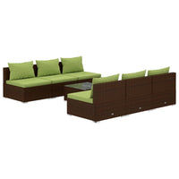 Set Divani da Giardino 7 pz con Cuscini in Polyrattan Marrone 3101460