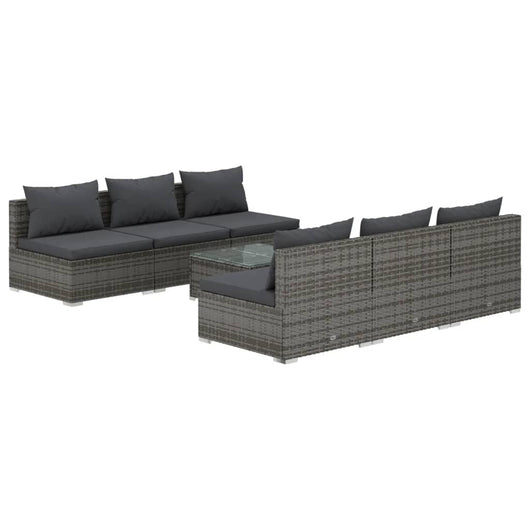 Set Divani da Giardino 8 pz con Cuscini in Polyrattan Grigio cod mxl 52025