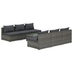 Set Divani da Giardino 7 pz con Cuscini in Polyrattan Grigio 3101461