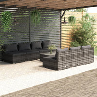 Set Divani da Giardino 8 pz con Cuscini in Polyrattan Grigio 3101469