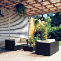 Set Salotto da Giardino 5 pz con Cuscini in Polyrattan Nero 3101479