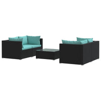 Set Divani da Giardino 5 pz con Cuscini in Polyrattan Nero cod mxl 35411