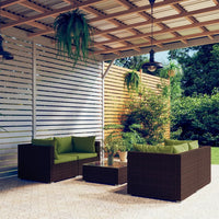 Set Divani da Giardino 5 pz con Cuscini in Polyrattan Marrone cod mxl 38845