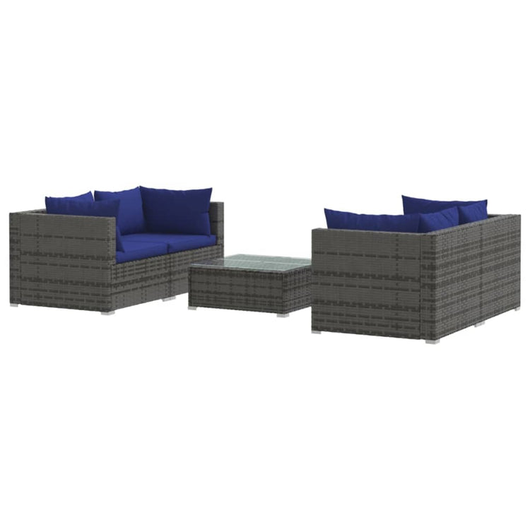 Set Divani da Giardino 5 pz con Cuscini in Polyrattan Grigio cod mxl 38863