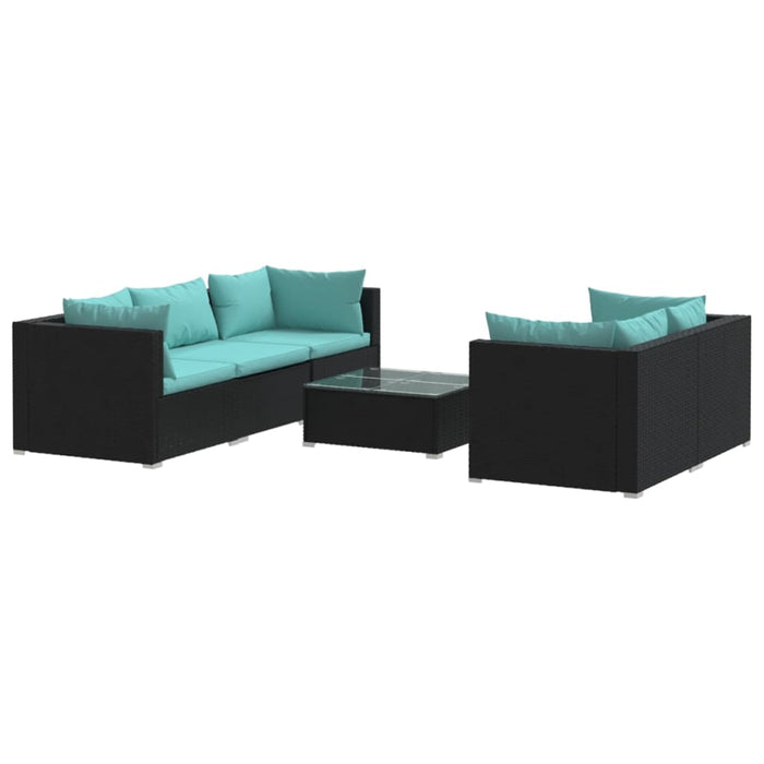 Set Salotto da Giardino 6 pz con Cuscini in Polyrattan Nero cod mxl 35412