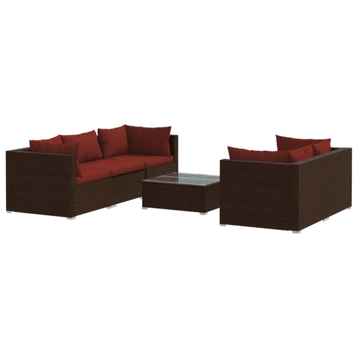 Set Divani da Giardino 6 pz con Cuscini in Polyrattan Marrone cod mxl 38851