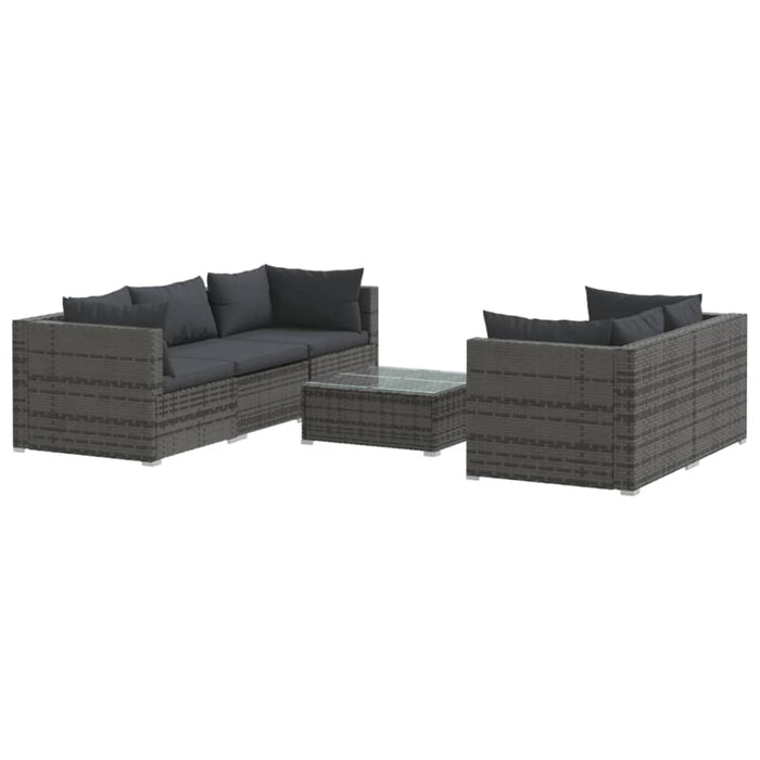 Set Divani da Giardino 6 pz con Cuscini in Polyrattan Grigio cod mxl 44425