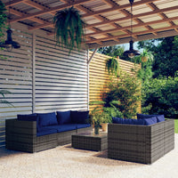 Set Divani da Giardino 6 pz con Cuscini in Polyrattan Grigio cod mxl 38852