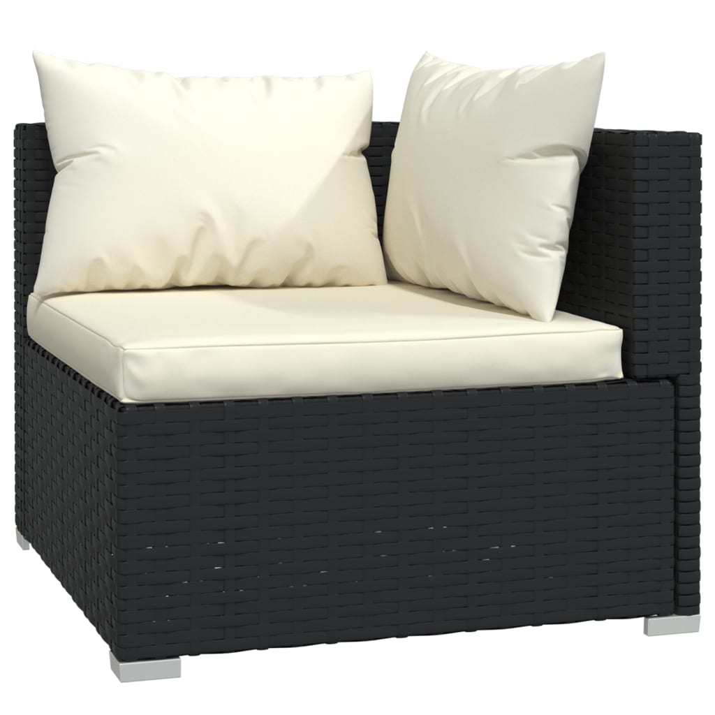 Set Salotto da Giardino 7 pz con Cuscini in Polyrattan Nero 3101495