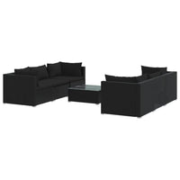 Set Divani da Giardino 7 pz con Cuscini in Polyrattan Nero cod mxl 40369