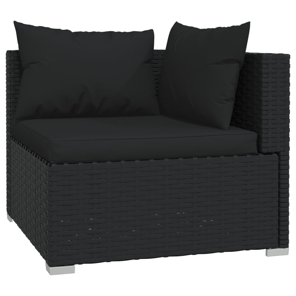 Set Divani da Giardino 7 pz con Cuscini in Polyrattan Nero cod mxl 40369