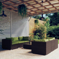 Set da Giardino 7 pz con Cuscini in Polyrattan Marrone