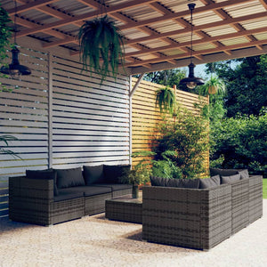 Set Divani da Giardino 7 pz con Cuscini in Polyrattan Grigio cod mxl 45120