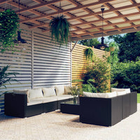 Set Divani da Giardino 8 pz con Cuscini in Polyrattan Nero cod mxl 39465