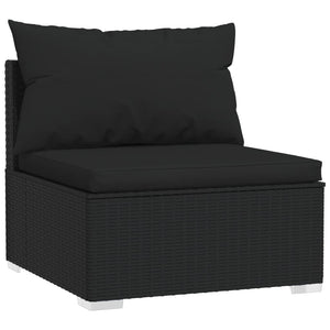 Set Mobili da Giardino con Cuscini 8 pz in Polyrattan Nero 3101504