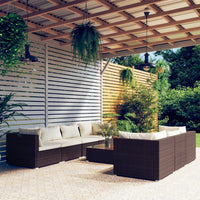 Set Divani da Giardino 8 pz con Cuscini in Polyrattan Marrone 3101506