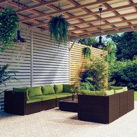 Set Divani da Giardino 8 pz con Cuscini in Polyrattan Marrone 3101508