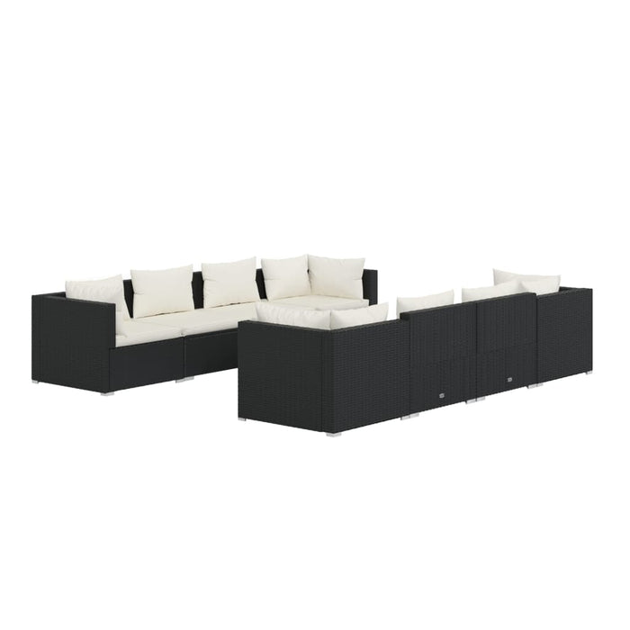 Set Salotto da Giardino 9 pz con Cuscini in Polyrattan Nero cod mxl 32622