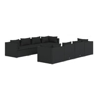 Set Divani da Giardino 9 pz con Cuscini in Polyrattan Nero 3101512