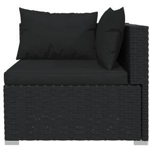 Set Divani da Giardino 9 pz con Cuscini in Polyrattan Nero 3101512