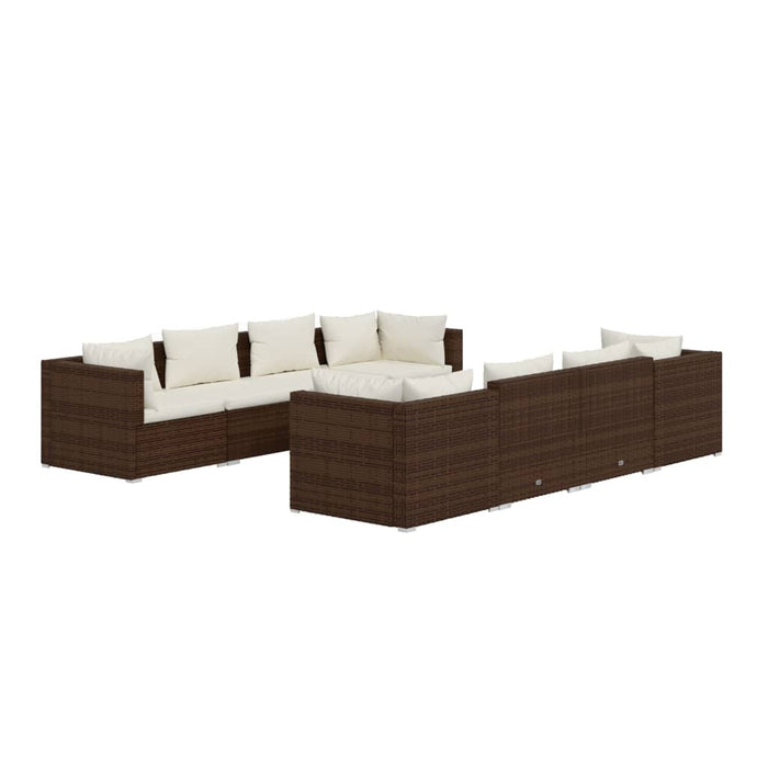 Set Divani da Giardino 9 pz con Cuscini in Polyrattan Marrone cod mxl 40818