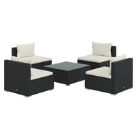 Set Salotto da Giardino 5 pz con Cuscini in Polyrattan Nero cod mxl 56310