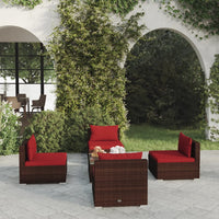 Set Divani da Giardino 5 pz con Cuscini in Polyrattan Marrone 3101523