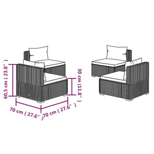 Set Salotto da Giardino 4 pz con Cuscini in Polyrattan Nero cod mxl 57089