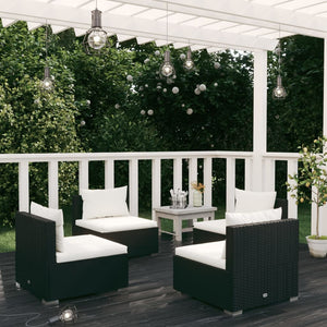 Set Salotto da Giardino 4 pz con Cuscini in Polyrattan Nero cod mxl 57089