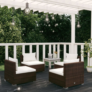 Set da Giardino 4 pz con Cuscini in Poly Rattan Marrone cod mxl 43770