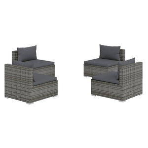 Set Divani da Giardino 4 pz con Cuscini in Polyrattan Grigio 3101533