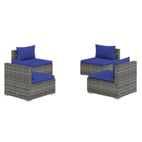 Set Divani da Giardino 4 pz con Cuscini in Polyrattan Grigio 3101534