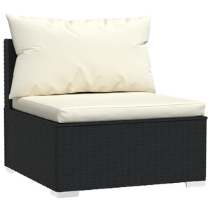 Set Divani da Giardino 9 pz con Cuscini in Polyrattan Nero 3101543