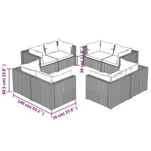 Set Salotto da Giardino 8 pz con Cuscini in Polyrattan Nero 3101551