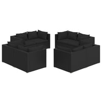 Set Divani da Giardino 8 pz con Cuscini in Polyrattan Nero cod mxl 40367