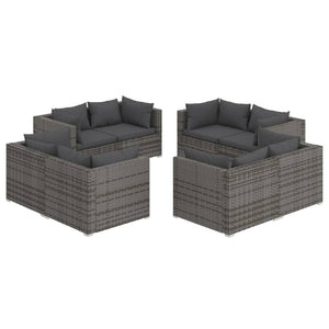 Set Divani da Giardino 8 pz con Cuscini in Polyrattan Grigio cod mxl 43762