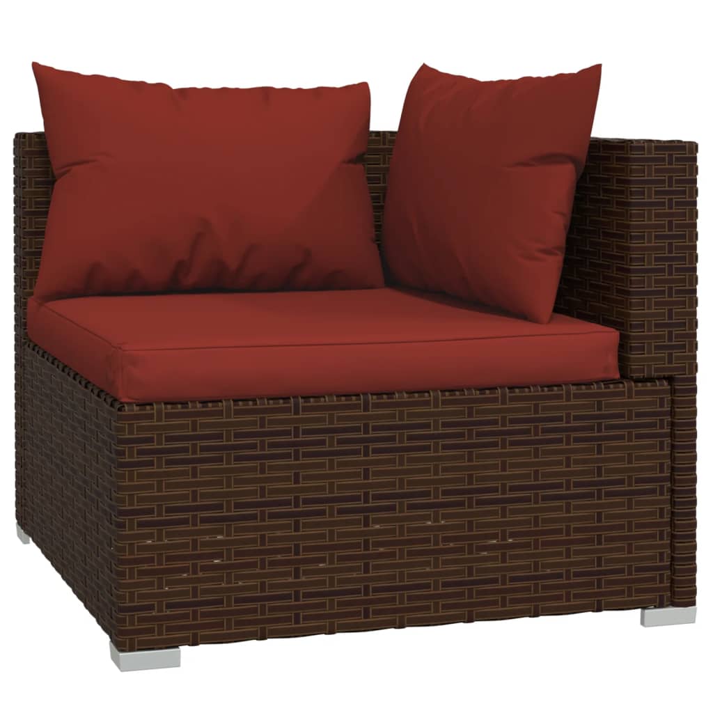 Set Divani da Giardino 9 pz con Cuscini in Polyrattan Marrone cod mxl 38869