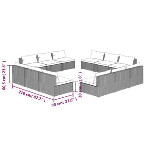 Set Divani da Giardino 12 pz con Cuscini in Polyrattan Marrone 3101570