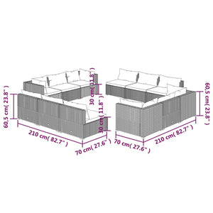 Set Divani da Giardino 12 pz con Cuscini in Polyrattan Marrone cod mxl 40847