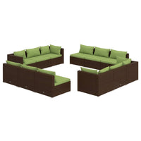 Set Divani da Giardino 12 pz con Cuscini in Polyrattan Marrone 3101588