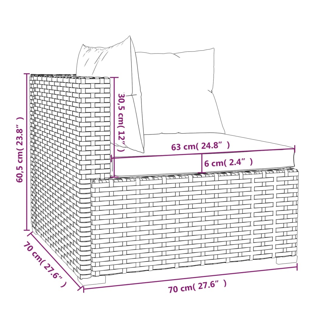 Set Divani da Giardino 12 pz con Cuscini in Polyrattan Grigio 3101590