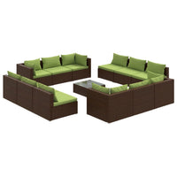 Set Divani da Giardino 13 pz con Cuscini in Polyrattan Marrone cod mxl 38871