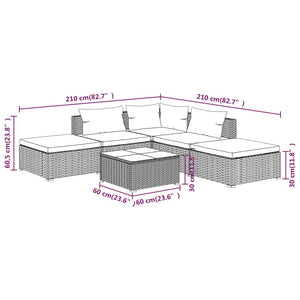 Set Divani da Giardino 6 pz con Cuscini in Polyrattan Marrone cod mxl 38862