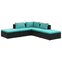 Set Divani da Giardino 5 pz con Cuscini in Polyrattan Nero cod mxl 41981