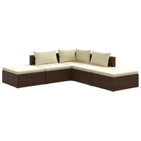 Set Divani da Giardino 5 pz con Cuscini in Polyrattan Marrone cod mxl 41267