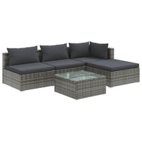 Set Divani da Giardino 5 pz con Cuscini in Polyrattan Grigio cod mxl 44488